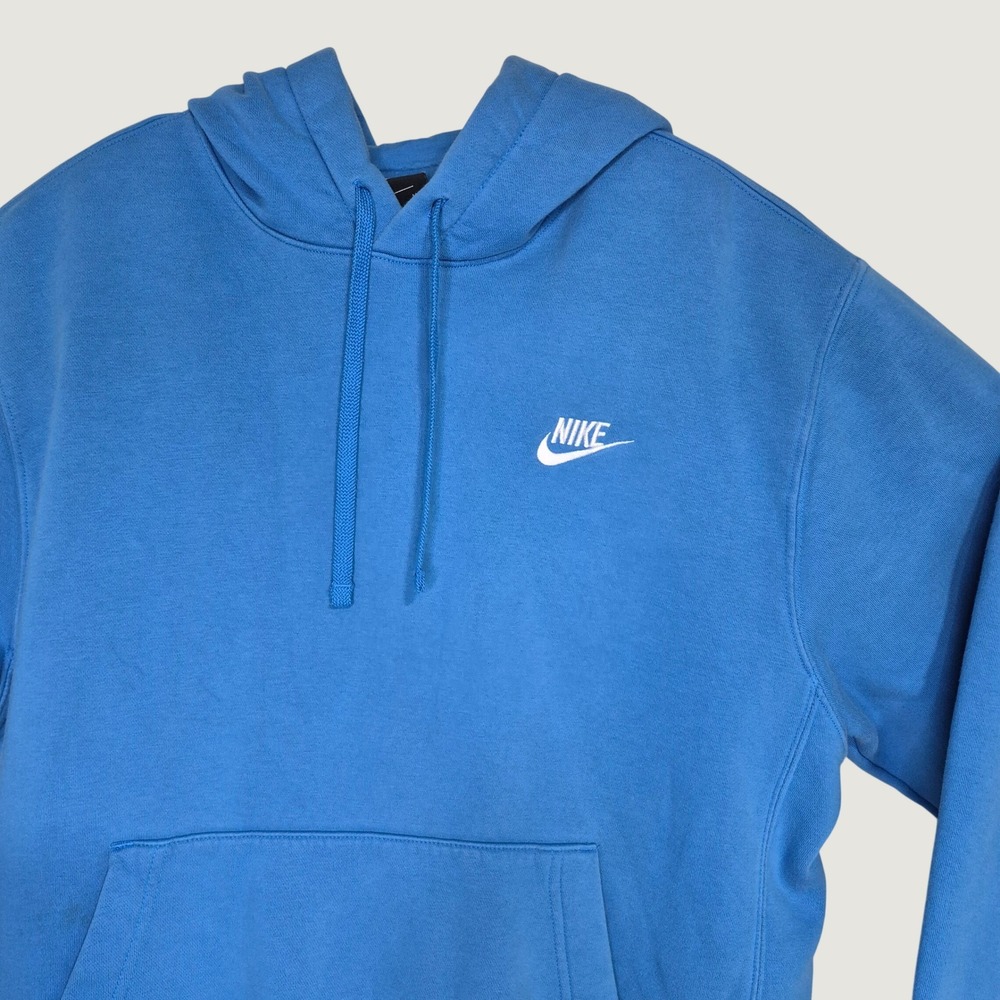 Nike Hoodie Mens Medium Blue Sportswear Club Fleece Pullover Heritage Streetwear